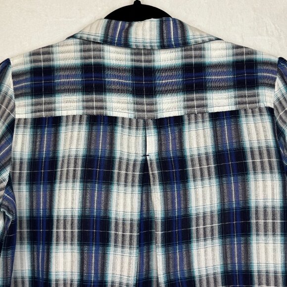 Vintage DCC Missy Casual Women Blue White Plaid Sz Medium 100% Cotton Pockets - Picture 10 of 16